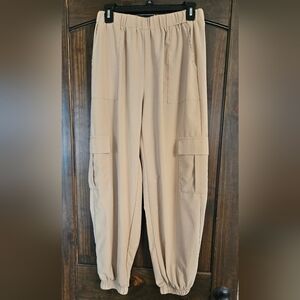 Casual Cargo Jogger Pants in Beige
